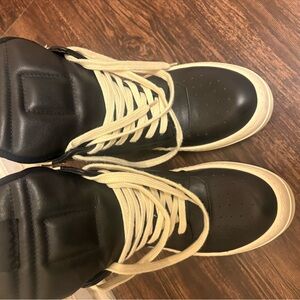 Rick Owens Black and Cream Sneakers